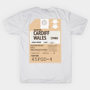 Cardiff Wales retro plane ticket, T-Shirt